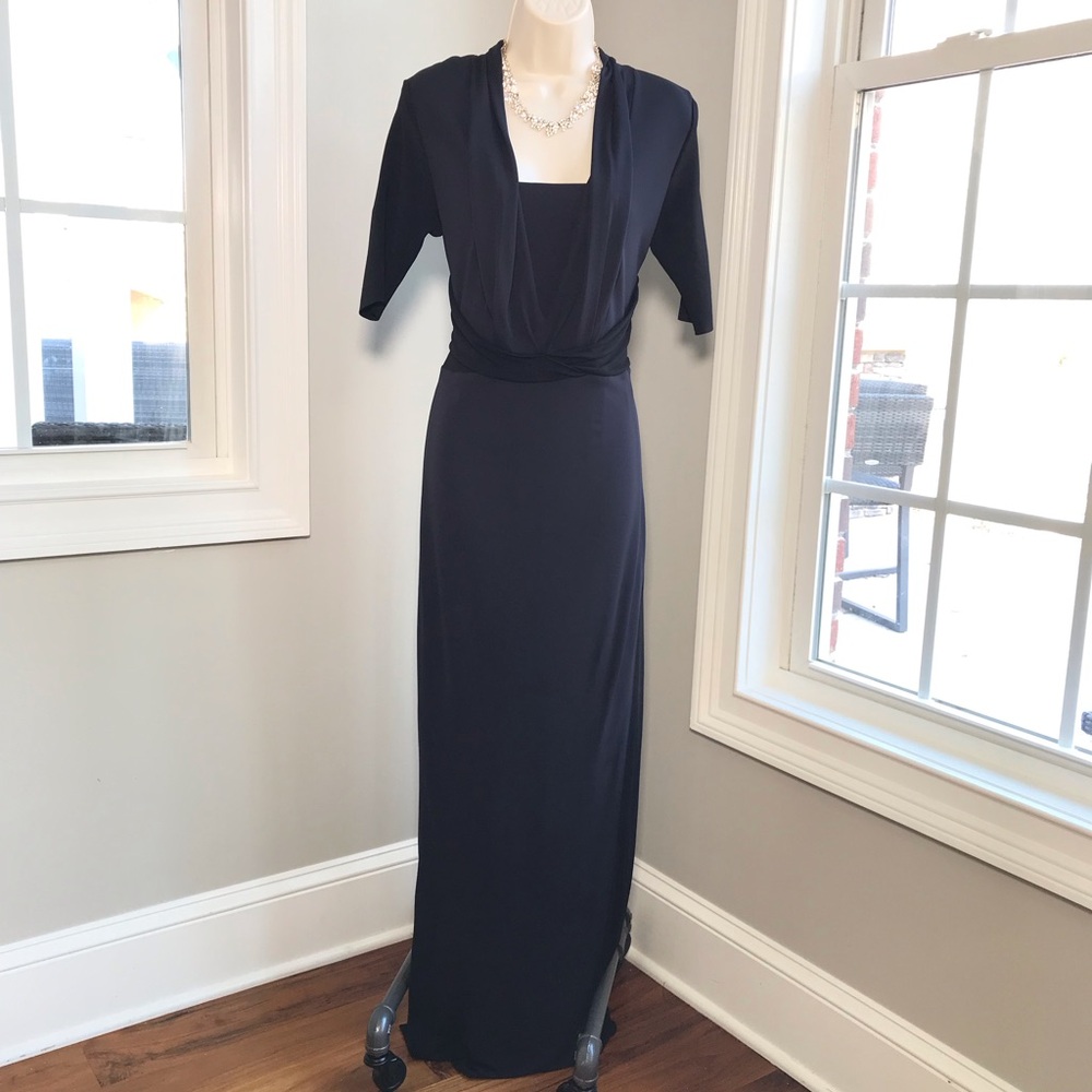 Elie Tahari Blue & Black Maxi Cocktail Dress - Women’s 8 NWT $345